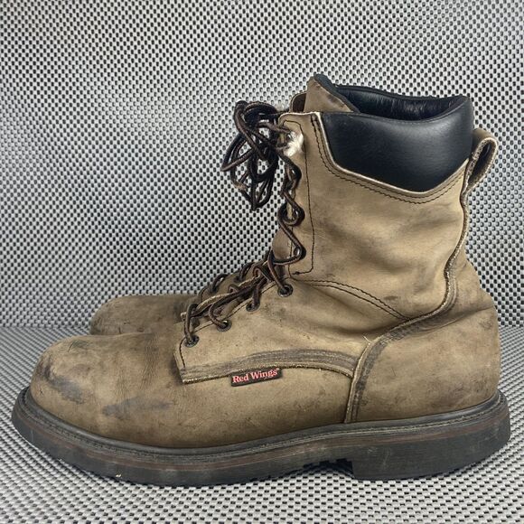Vintage Red Wing  Looger Boots Mens 12 D Brown Leather Lace Up Made in USA